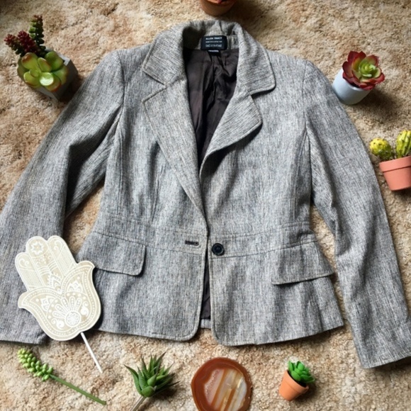 {Ellen Tracy for Saks} Grey Tweed Career Blazer, 4 - Picture 8 of 8